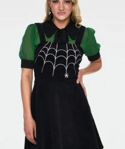 Voodoo Vixen Charlotte Spider Web Embroidery Overall Corduroy Dress -ROCKABILLY TOPS Shop charlotte spider web embroidery overall corduroy dress dra 9224 01.926 300x