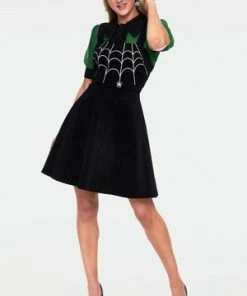 Voodoo Vixen Charlotte Spider Web Embroidery Overall Corduroy Dress -ROCKABILLY TOPS Shop charlotte spider web embroidery overall corduroy dress dra 9224 02.926 300x