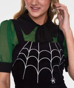Voodoo Vixen Charlotte Spider Web Embroidery Overall Corduroy Dress -ROCKABILLY TOPS Shop charlotte spider web embroidery overall corduroy dress dra 9224 04.926 300x