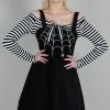 Voodoo Vixen Charlotte Spider Web Embroidery Overall Corduroy Dress -ROCKABILLY TOPS Shop charlotte spider web embroidery overall corduroy dress voodoo vixen 300x