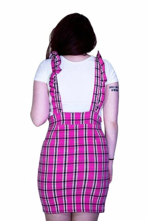 Dr Faust Checked Pinafore Pink Tartan Dress And T-Shirt Set - Landry 4 Dr Faust Checked Pinafore Pink Tartan Dress And T-Shirt Set - Landry - Image 2