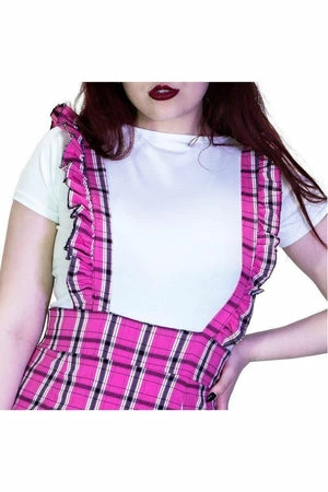 Dr Faust Checked Pinafore Pink Tartan Dress And T-Shirt Set - Landry 5 Dr Faust Checked Pinafore Pink Tartan Dress And T-Shirt Set - Landry - Image 3