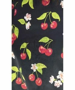 Dr Faust Cherry And Flowers Black Mini Dress - Kaitlyn -ROCKABILLY TOPS Shop cherry and flowers black mini dress kaitlyn dr faust 5 300x