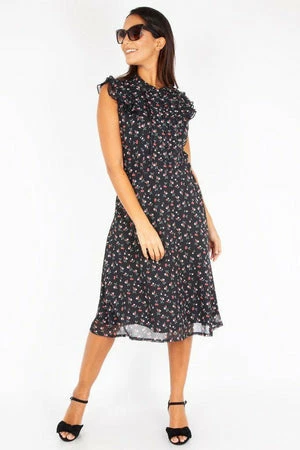 Voodoo Vixen Cheryl Cherry Print Black Tea Dress 5 Voodoo Vixen Cheryl Cherry Print Black Tea Dress - Image 3