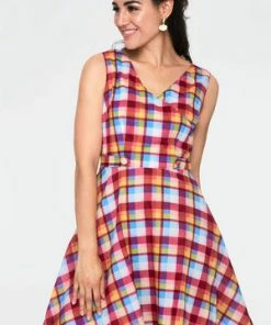 Voodoo Vixen Chiquita Checked Skater Dress