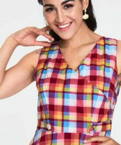 Voodoo Vixen Chiquita Checked Skater Dress -ROCKABILLY TOPS Shop chiquita checked skater dress dra 9103 04.921 300x