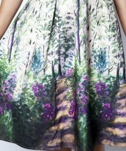 Voodoo Vixen Christina Lilac Road Painted Flared Dress -ROCKABILLY TOPS Shop christina lilac road painted flared dress voodoo vixen 5 300x