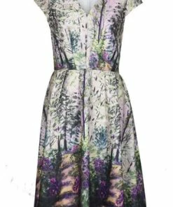 Voodoo Vixen Christina Lilac Road Painted Flared Dress -ROCKABILLY TOPS Shop christina lilac road painted flared dress voodoo vixen 6 300x