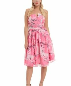 Voodoo Vixen Clara Pink Dress With Neckline Detail 8 Voodoo Vixen Clara Pink Dress With Neckline Detail -ROCKABILLY TOPS Shop clara pink dress with neckline detail voodoo vixen 3 300x