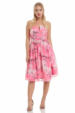 Voodoo Vixen Clara Pink Dress With Neckline Detail 5 Voodoo Vixen Clara Pink Dress With Neckline Detail - Image 3