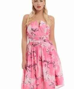 Voodoo Vixen Clara Pink Dress With Neckline Detail
