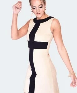 Voodoo Vixen Constrast Stripe Shift Dress -ROCKABILLY TOPS Shop constrast stripe shift dress dra 9504 03.1352 300x