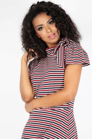 Voodoo Vixen Corinna Striped Neck Tie Dress 6 Voodoo Vixen Corinna Striped Neck Tie Dress - Image 4