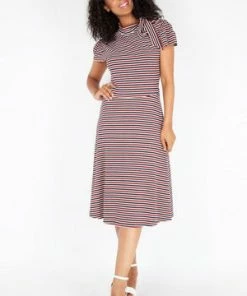 Voodoo Vixen Corinna Striped Neck Tie Dress