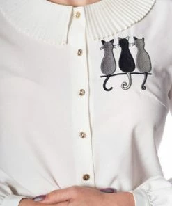 Banned Creative Cat Pleat Collar Top 9 Banned Creative Cat Pleat Collar Top -ROCKABILLY TOPS Shop creative cat pleat collar top banned 4 300x