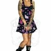 Dr Faust Cute Purple Unicorns Black Mini Dress - Emily -ROCKABILLY TOPS Shop cute purple unicorns black mini dress emily dr faust 300x