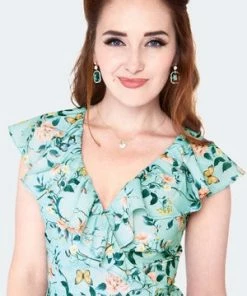 Voodoo Vixen Dainty Butterfly Wrap Dress -ROCKABILLY TOPS Shop dainty butterfly wrap dress dra 9512 03.1486 300x