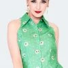 Voodoo Vixen Daisy And Polka Dot Sleeveless Blouse -ROCKABILLY TOPS Shop daisy and polka dot sleeveless blouse tpa 2546 01.1419 300x