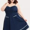 Voodoo Vixen Daisy May Denim Plus Size Flared Dress 2 Voodoo Vixen Daisy May Denim Plus Size Flared Dress -ROCKABILLY TOPS Shop daisy may denim plus size flared dress voodoo vixen 300x