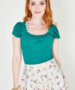 Voodoo Vixen Debbie Daisy Trim Top -ROCKABILLY TOPS Shop debbie daisy trim top voodoo vixen 14 300x