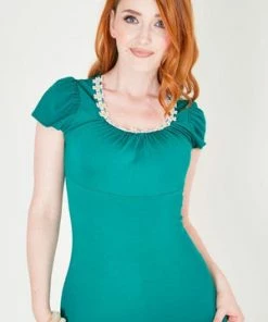 Voodoo Vixen Debbie Daisy Trim Top -ROCKABILLY TOPS Shop debbie daisy trim top voodoo vixen 17 300x