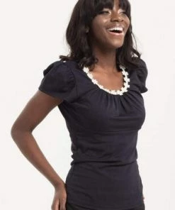 Voodoo Vixen Debbie Daisy Trim Top -ROCKABILLY TOPS Shop debbie daisy trim top voodoo vixen 19 300x