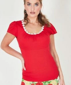 Voodoo Vixen Debbie Daisy Trim Top -ROCKABILLY TOPS Shop debbie daisy trim top voodoo vixen 9 300x