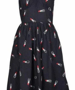 Voodoo Vixen Delia Lipstick Emboidery Flared Dress -ROCKABILLY TOPS Shop delia lipstick emboidery flared dress voodoo vixen 4 300x