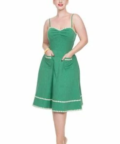 Voodoo Vixen Deliliah Green Flared Dress