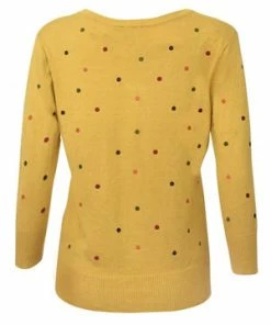 Voodoo Vixen Diana Mustard Polka Dot Cardigan -ROCKABILLY TOPS Shop diana polka dot cardigan in mustard caa 3106 03.269 300x