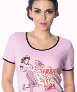 Banned Diner T-Shirt -ROCKABILLY TOPS Shop diner t shirt banned 11 300x