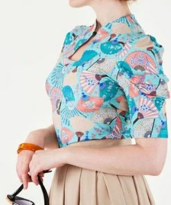 Voodoo Vixen Dita Teese Fan Print Pinup Top -ROCKABILLY TOPS Shop dita teese fan print pinup top voodoo vixen 3 300x