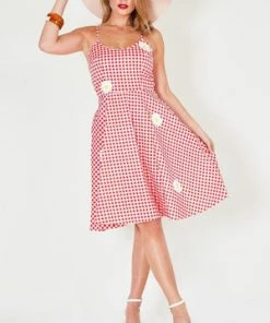 Voodoo Vixen Dolly Gingham Flared Dress -ROCKABILLY TOPS Shop dolly gingham flared dress voodoo vixen 3 300x