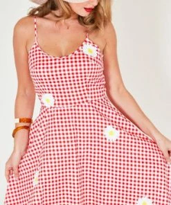 Voodoo Vixen Dolly Gingham Flared Dress -ROCKABILLY TOPS Shop dolly gingham flared dress voodoo vixen 4 300x