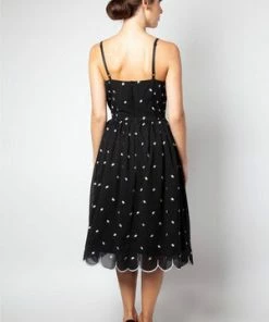 Voodoo Vixen Dotty Polka Dot Flared Dress -ROCKABILLY TOPS Shop dotty polka dot flared dress voodoo vixen 2 300x