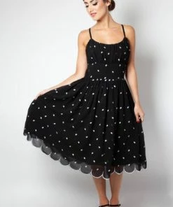 Voodoo Vixen Dotty Polka Dot Flared Dress -ROCKABILLY TOPS Shop dotty polka dot flared dress voodoo vixen 3 300x