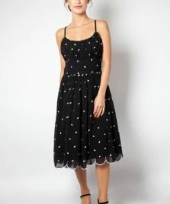 Voodoo Vixen Dotty Polka Dot Flared Dress -ROCKABILLY TOPS Shop dotty polka dot flared dress voodoo vixen 5 300x