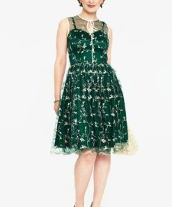 Voodoo Vixen Tallulah Tulle Floral Embellished Flared Dress -ROCKABILLY TOPS Shop dra 9212 bi 04 300x