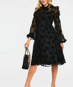 Voodoo Vixen Blanca Chiffon Rose Flocking Dress 9 Voodoo Vixen Blanca Chiffon Rose Flocking Dress -ROCKABILLY TOPS Shop dra 9228 bi 02 1 300x