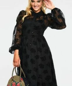 Voodoo Vixen Blanca Chiffon Rose Flocking Dress 11 Voodoo Vixen Blanca Chiffon Rose Flocking Dress -ROCKABILLY TOPS Shop dra 9228 bi 03 1 300x