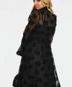 Voodoo Vixen Blanca Chiffon Rose Flocking Dress 8 Voodoo Vixen Blanca Chiffon Rose Flocking Dress -ROCKABILLY TOPS Shop dra 9228 bi 05 1 300x