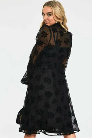 Voodoo Vixen Blanca Chiffon Rose Flocking Dress 4 Voodoo Vixen Blanca Chiffon Rose Flocking Dress - Image 2