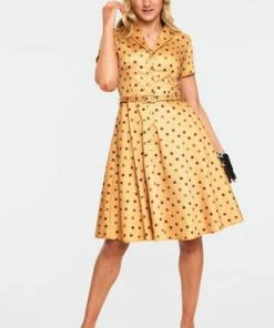 Voodoo Vixen Diana Polka Dot Collared Flared Dress -ROCKABILLY TOPS Shop dra 9233 bi 01 300x