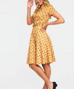 Voodoo Vixen Diana Polka Dot Collared Flared Dress -ROCKABILLY TOPS Shop dra 9233 bi 02 300x