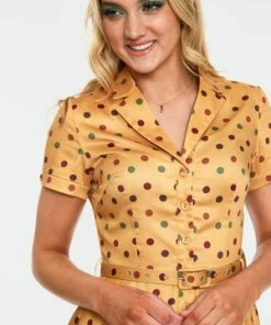 Voodoo Vixen Diana Polka Dot Collared Flared Dress -ROCKABILLY TOPS Shop dra 9233 bi 04 300x