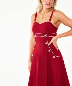 Voodoo Vixen Claudia Nautical Flared Dress -ROCKABILLY TOPS Shop dra 9308 bi 02 300x