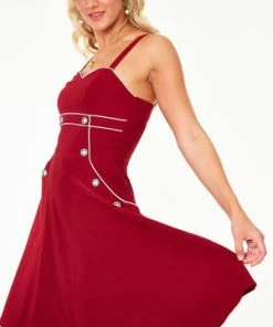Voodoo Vixen Claudia Nautical Flared Dress -ROCKABILLY TOPS Shop dra 9308 bi 03 300x
