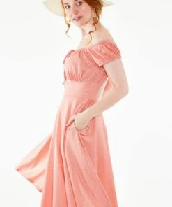 Voodoo Vixen Tessy Gathered Neckline Polka Dot Flare Dress -ROCKABILLY TOPS Shop dra 9313 bi 03 300x