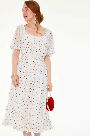 Voodoo Vixen Rosita Strawberry Print Sleeved Dress 3 Voodoo Vixen Rosita Strawberry Print Sleeved Dress