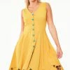 Voodoo Vixen Mallory Honey Bee Embroidered Button-up Sleeve Dress -ROCKABILLY TOPS Shop dra 9323 bi 01 300x
